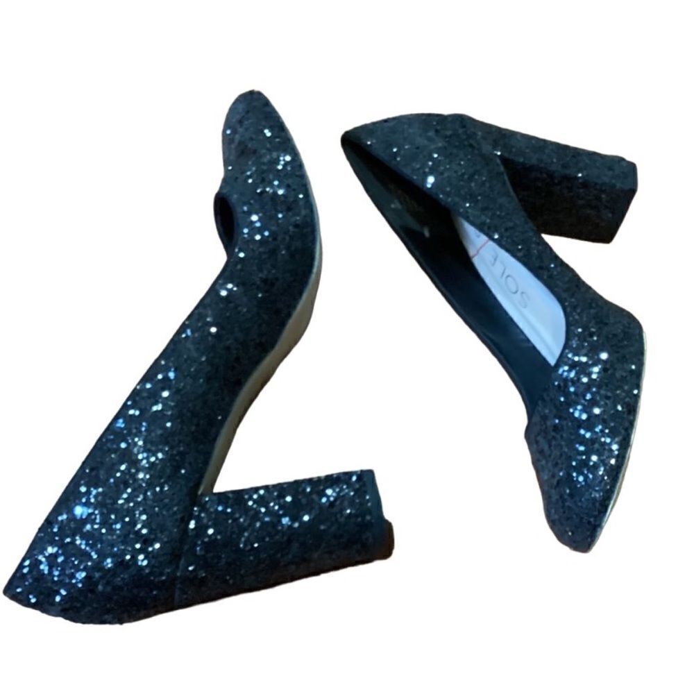 Sole Society Giselle Black Glitter Heels 8